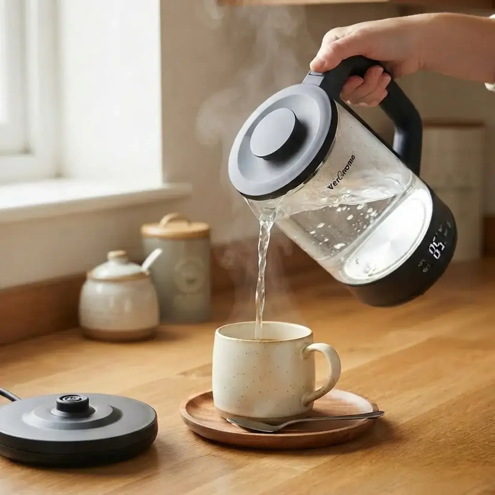 JS GOURMET Bouilloire Wi-Fi en verre 1.8L