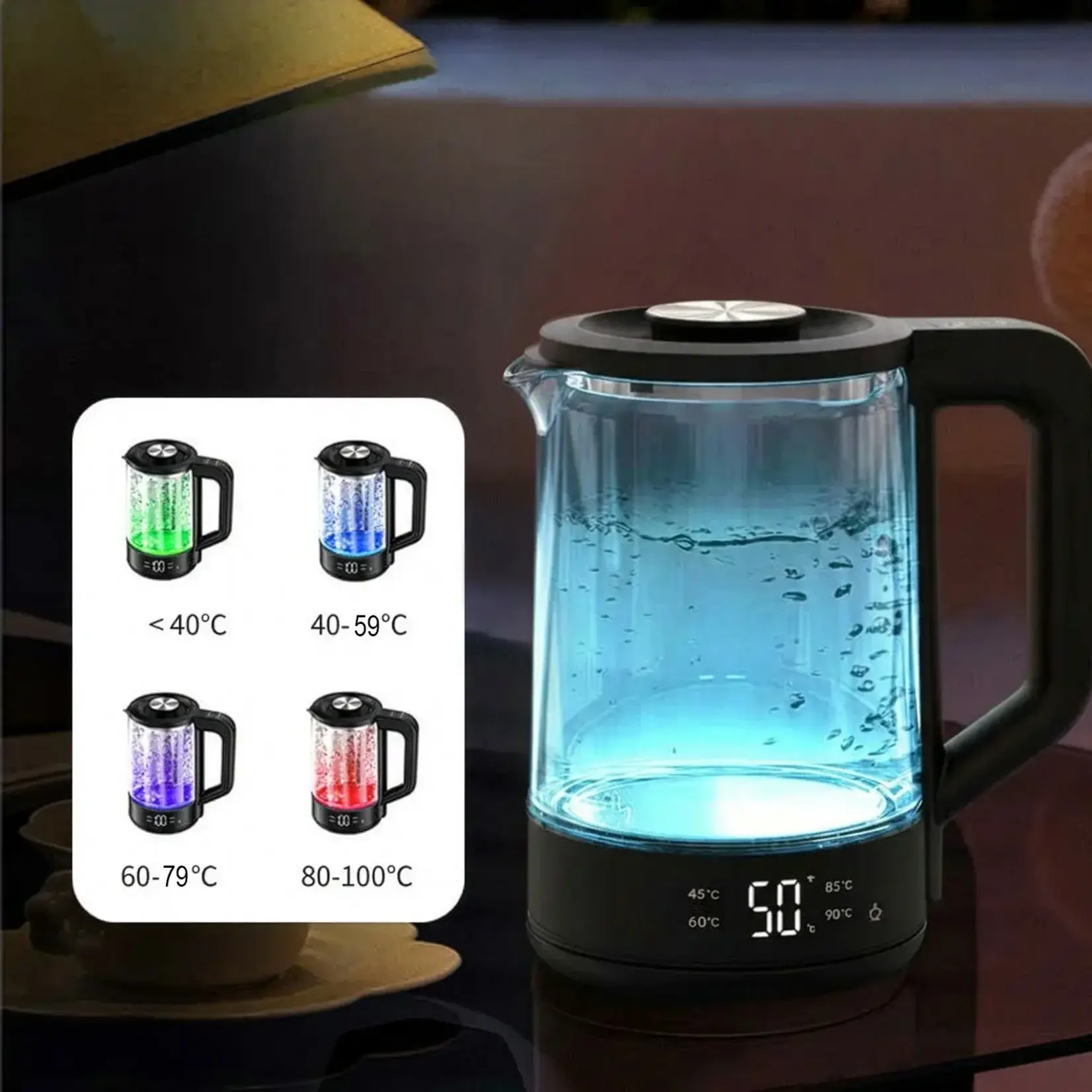 JS GOURMET Bouilloire Wi-Fi en verre 1.8L