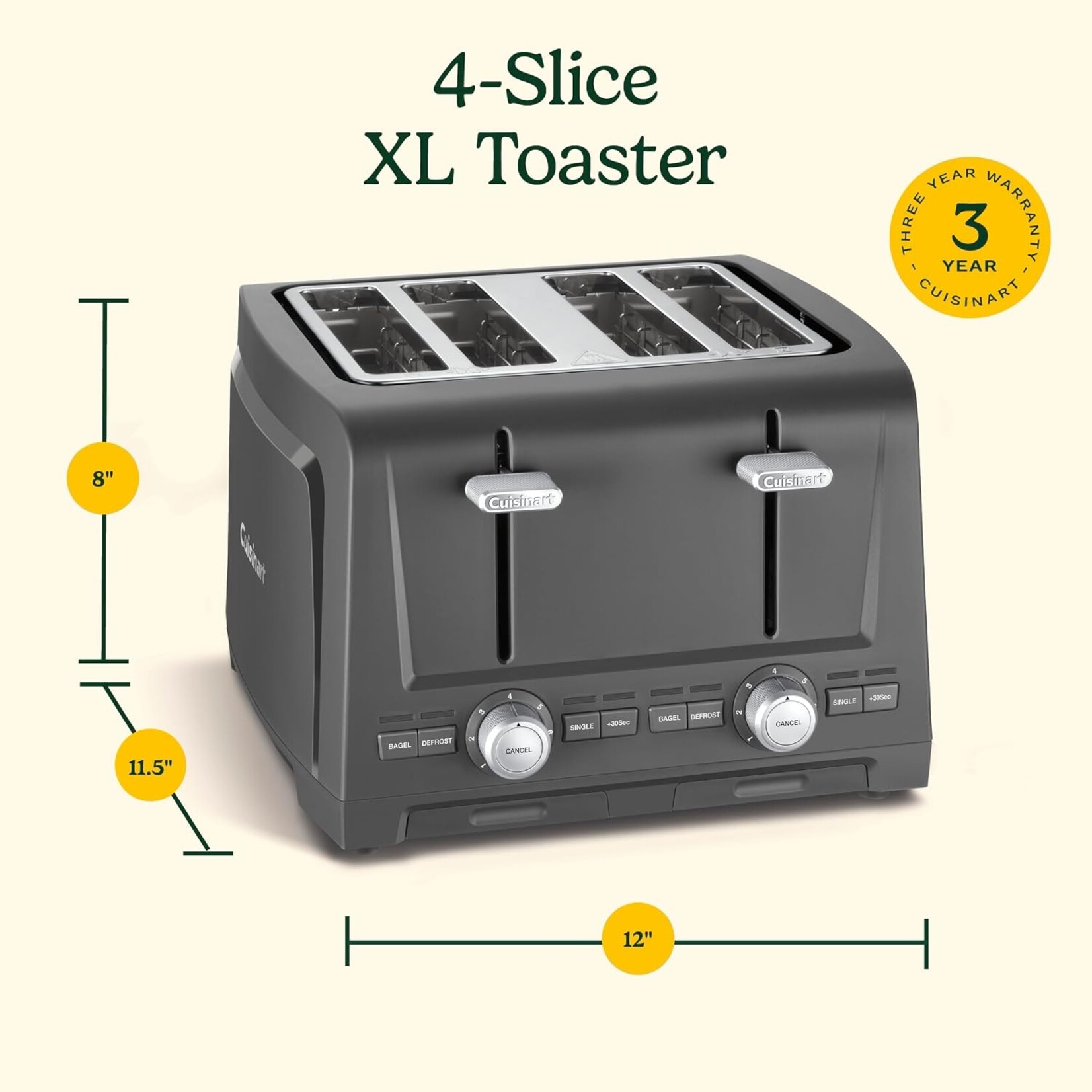 CUISINART Grille-pain 4 tranches, fentes extra larges