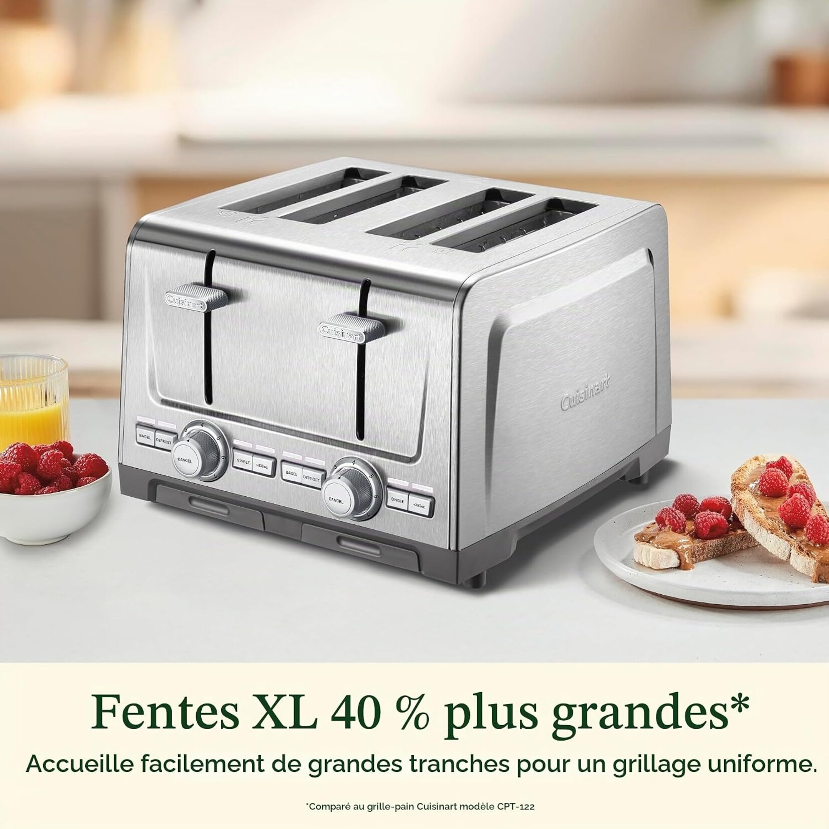 CUISINART Grille-pain 4 tranches, fentes extra larges inox