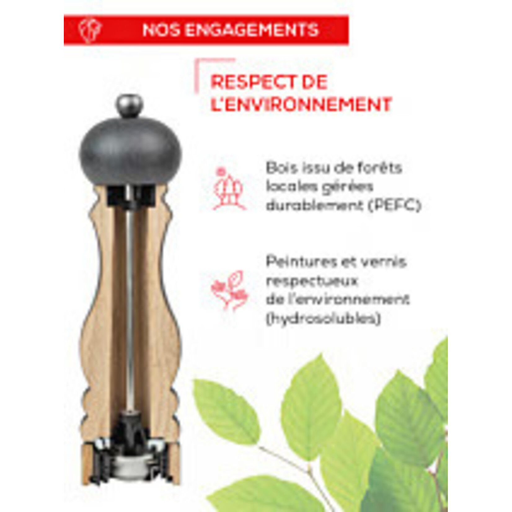 PEUGEOT Moulin à poivre manuel en bois Boréal Bleu Céleste