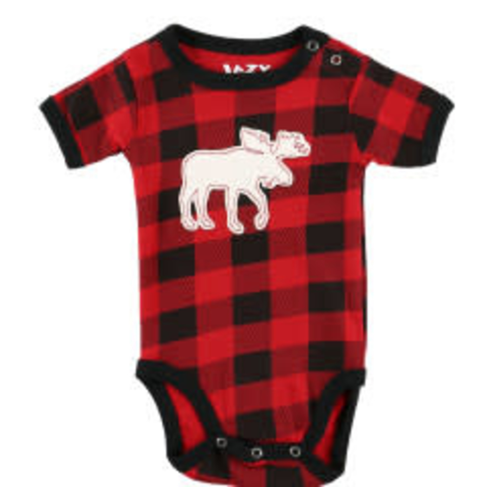 Lazy One Moose Plaid Applique Creeper