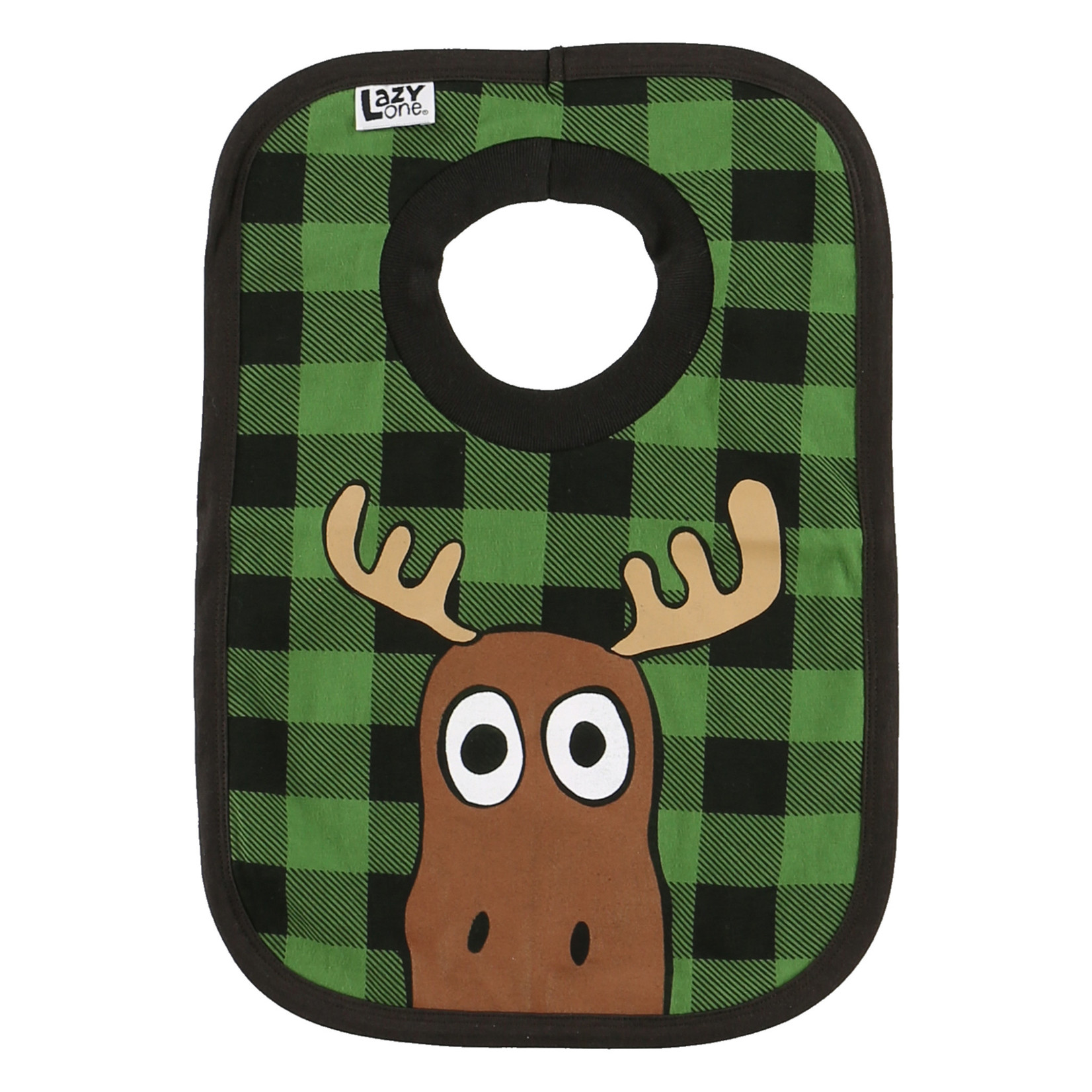 Lazy One Moose Plaid Bib