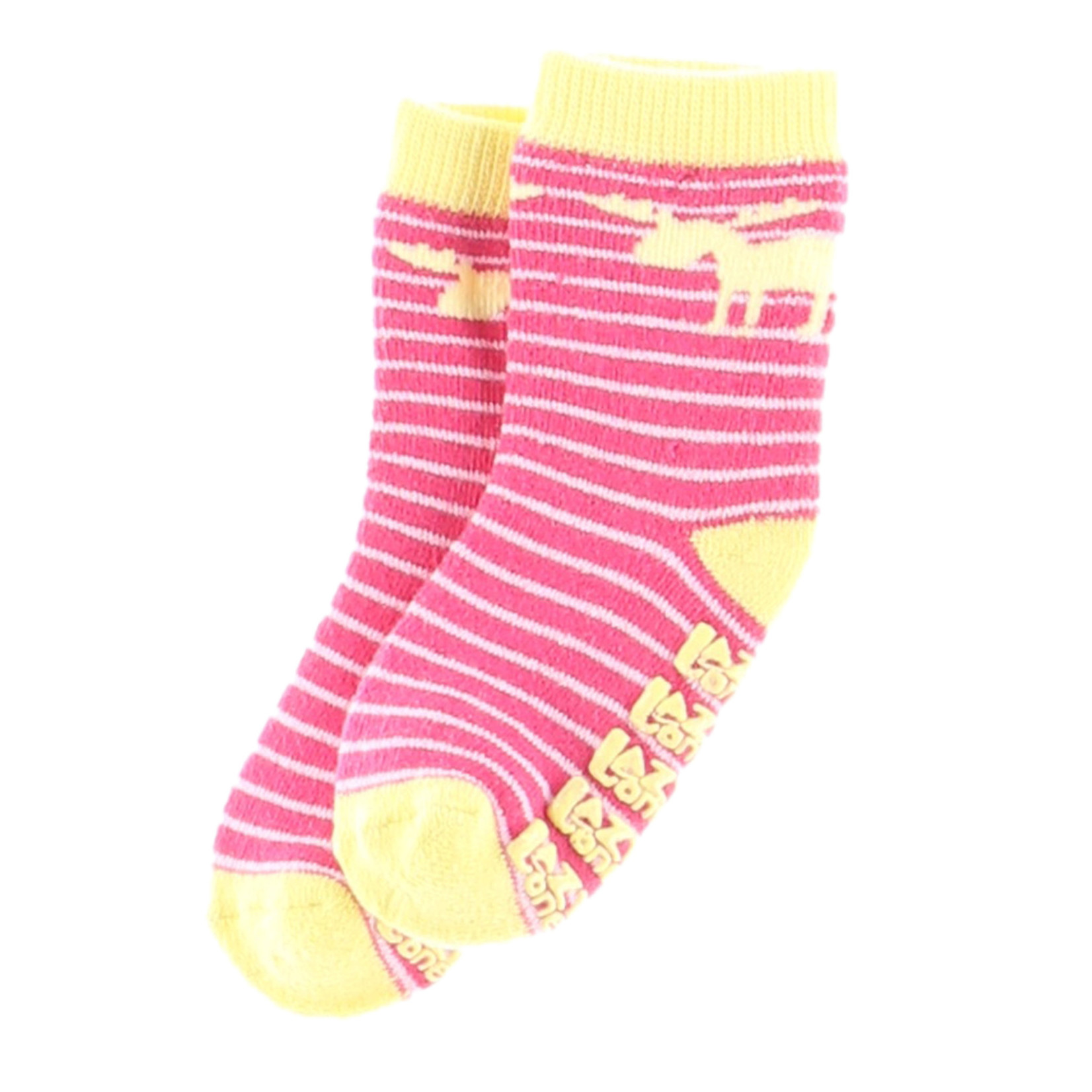 Lazy One (DNR) Moose Stripe Pink Infant Socks: