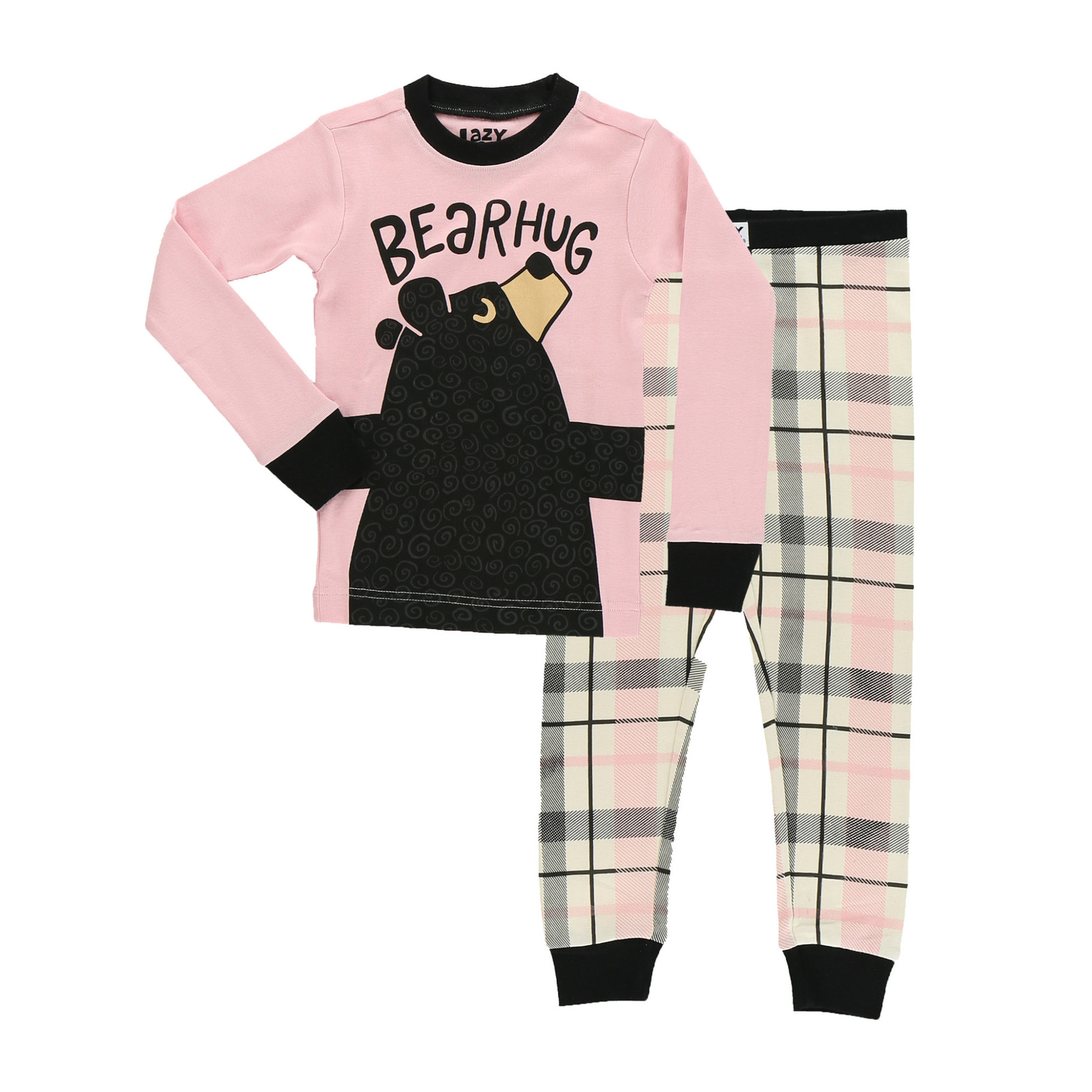 Lazy One Bear Hug Kid's Long Sleeve Pink PJ's