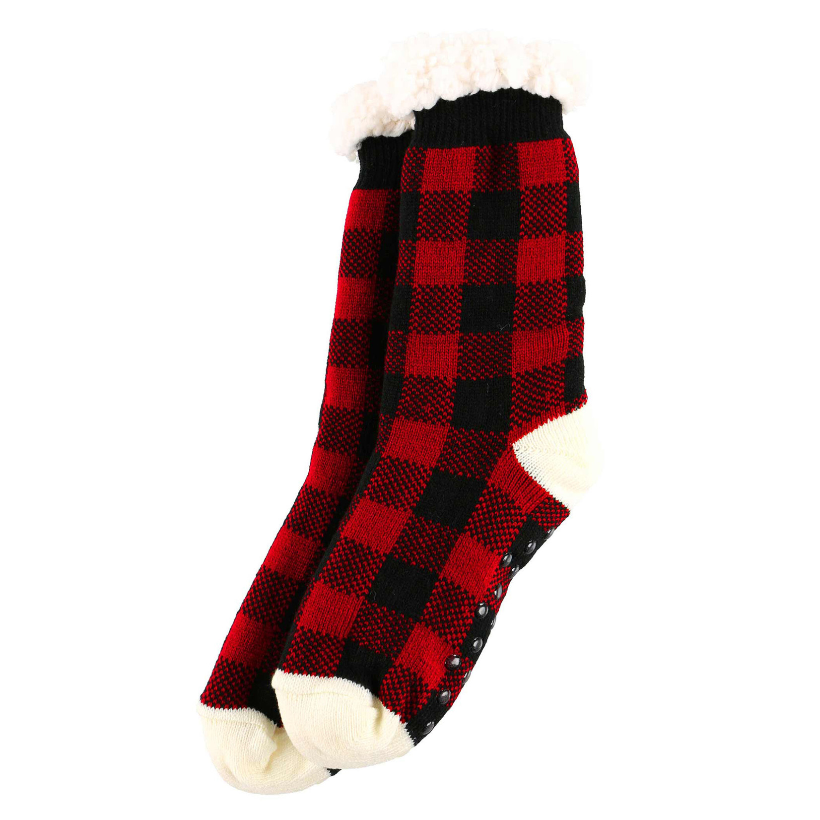 Lazy One Red Plaid Plush Sock