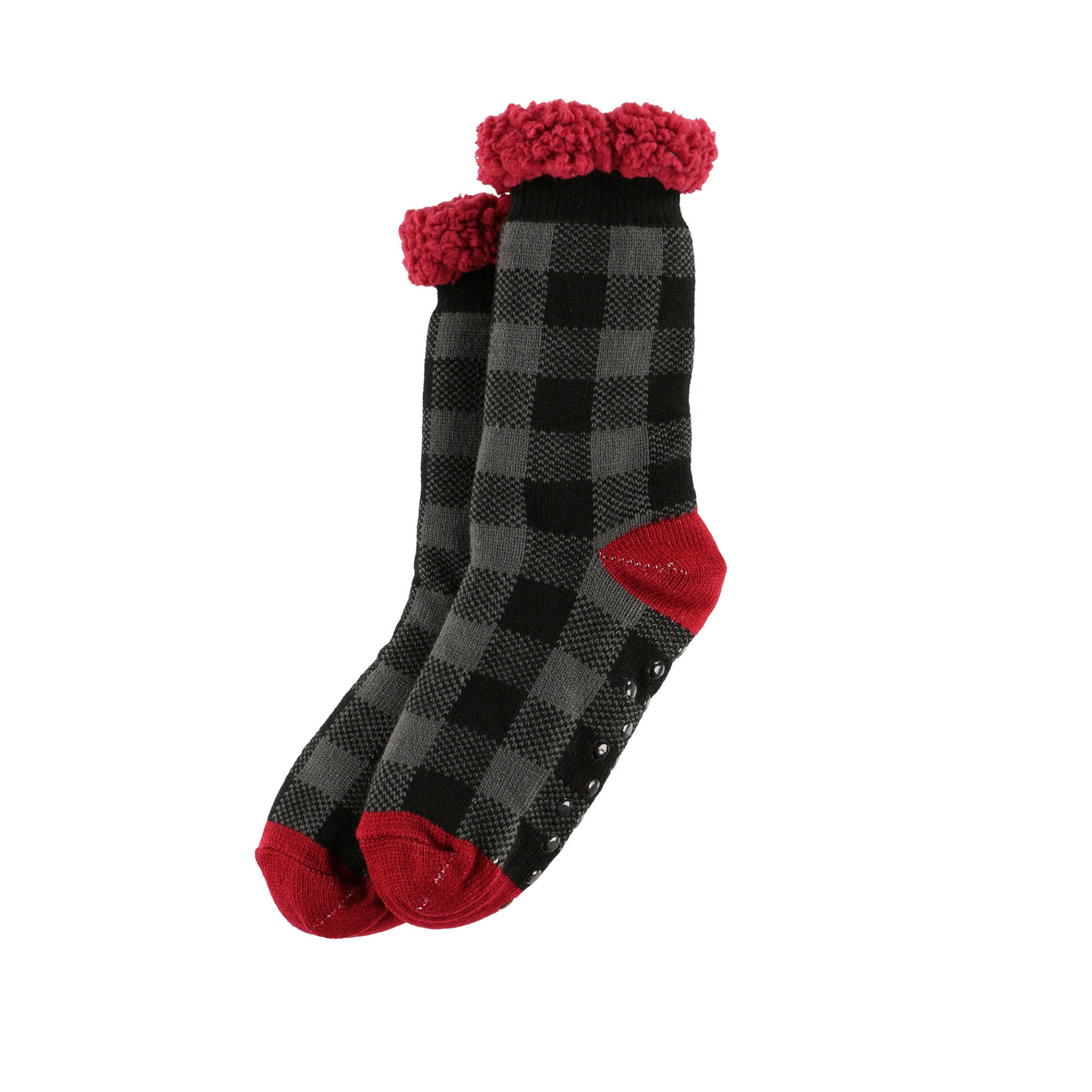 Lazy One Grey Plaid Plush Sock