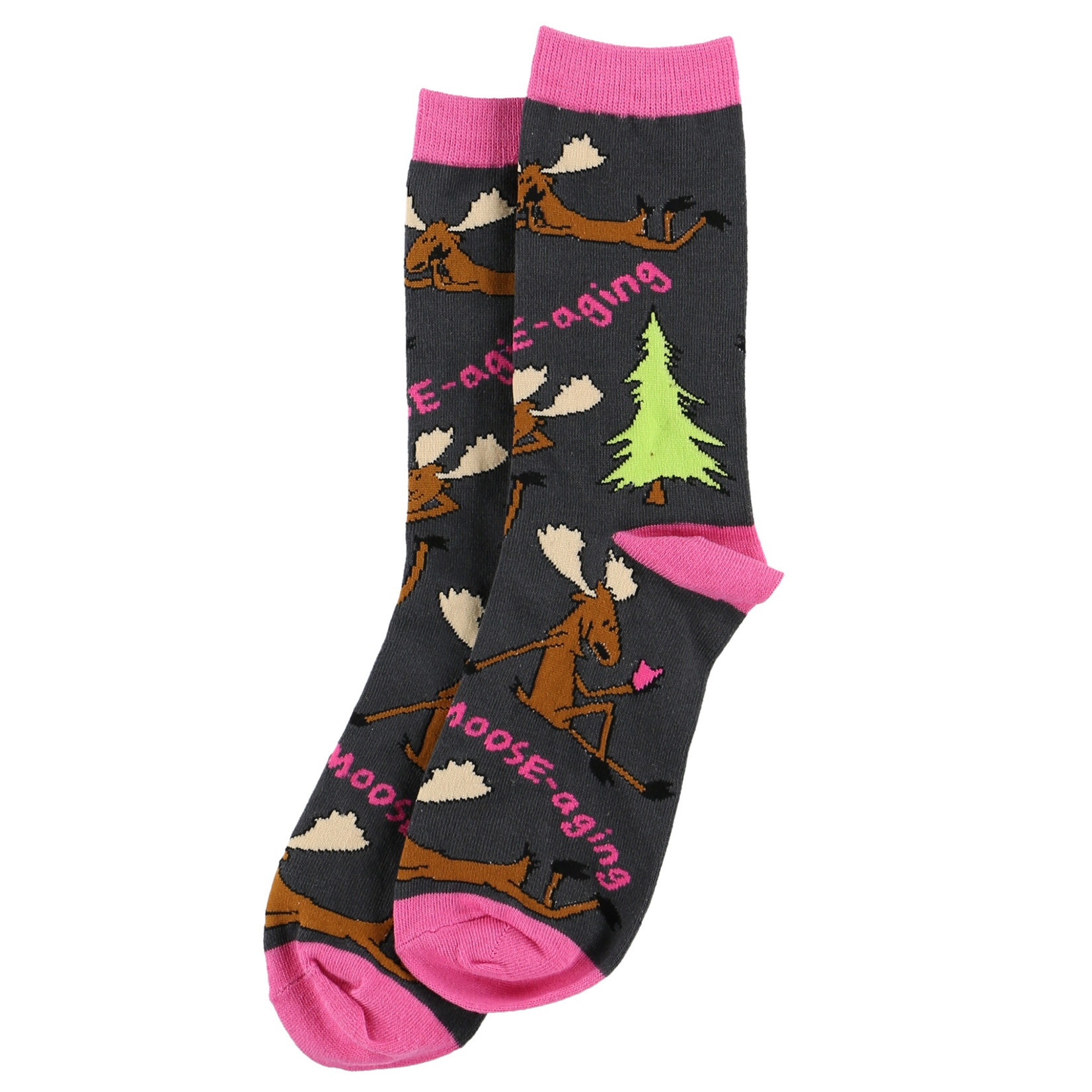 Lazy One (DNR) Text Moose-aging Crew Sock