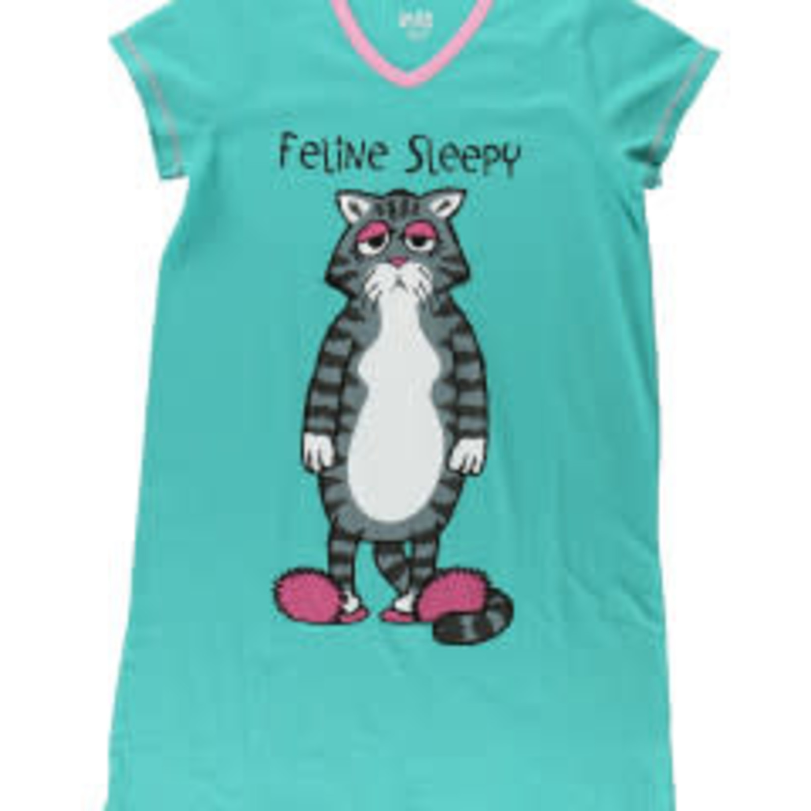 Lazy One Feline Sleepy  V-neck Nightshirt