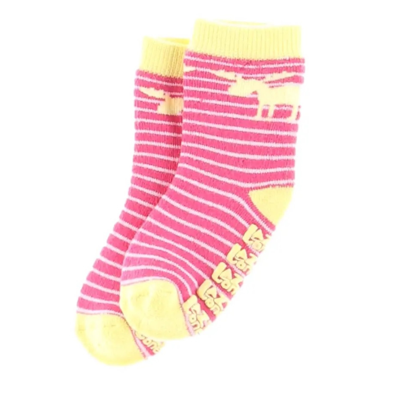 Lazy One Moose Stripe Pink Infant Socks: