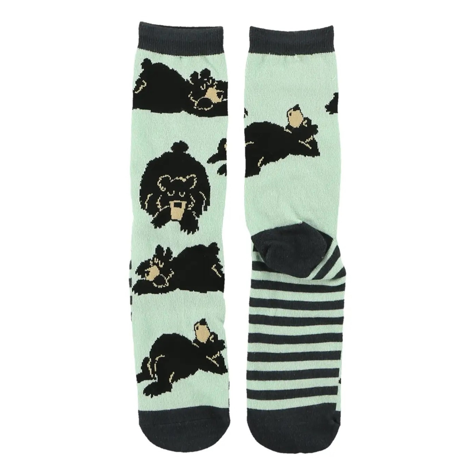 Lazy One Bearly Awake Grey Crew Sock