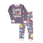 Lazy One Cat's Pajamas LS PJ Set: