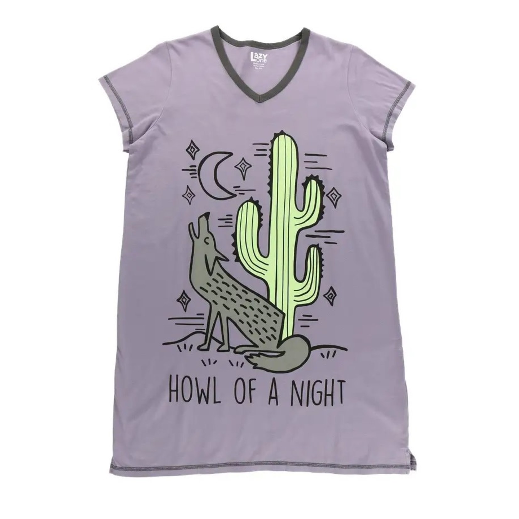 Lazy One Howl of a Night Purple V-neck Nightshirt