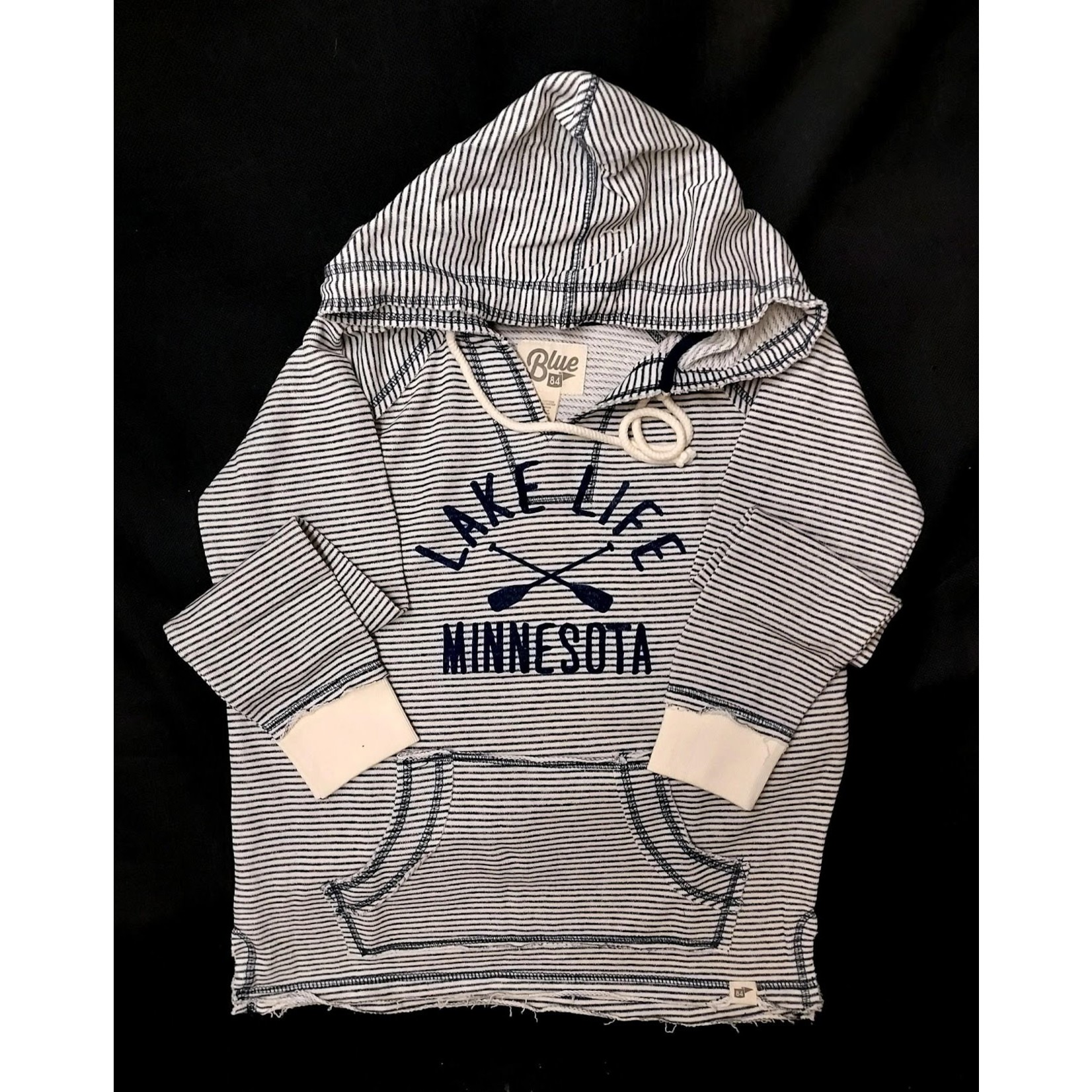 Blue 84 Blue 84 Striped V-Neck Hoodie "Lake Life MN":