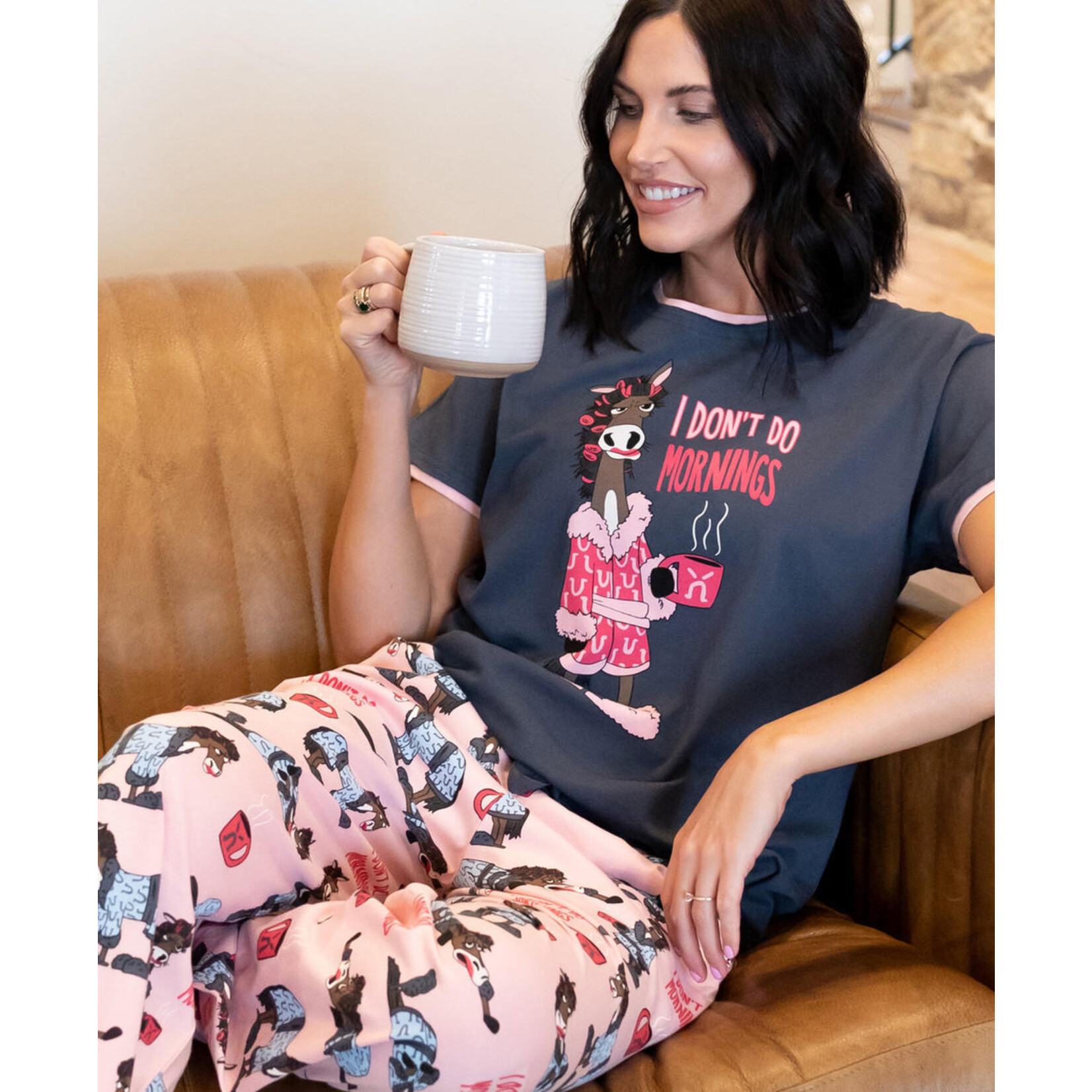 Lazy One Don't Do Mornings Horse Women's PJ Tee