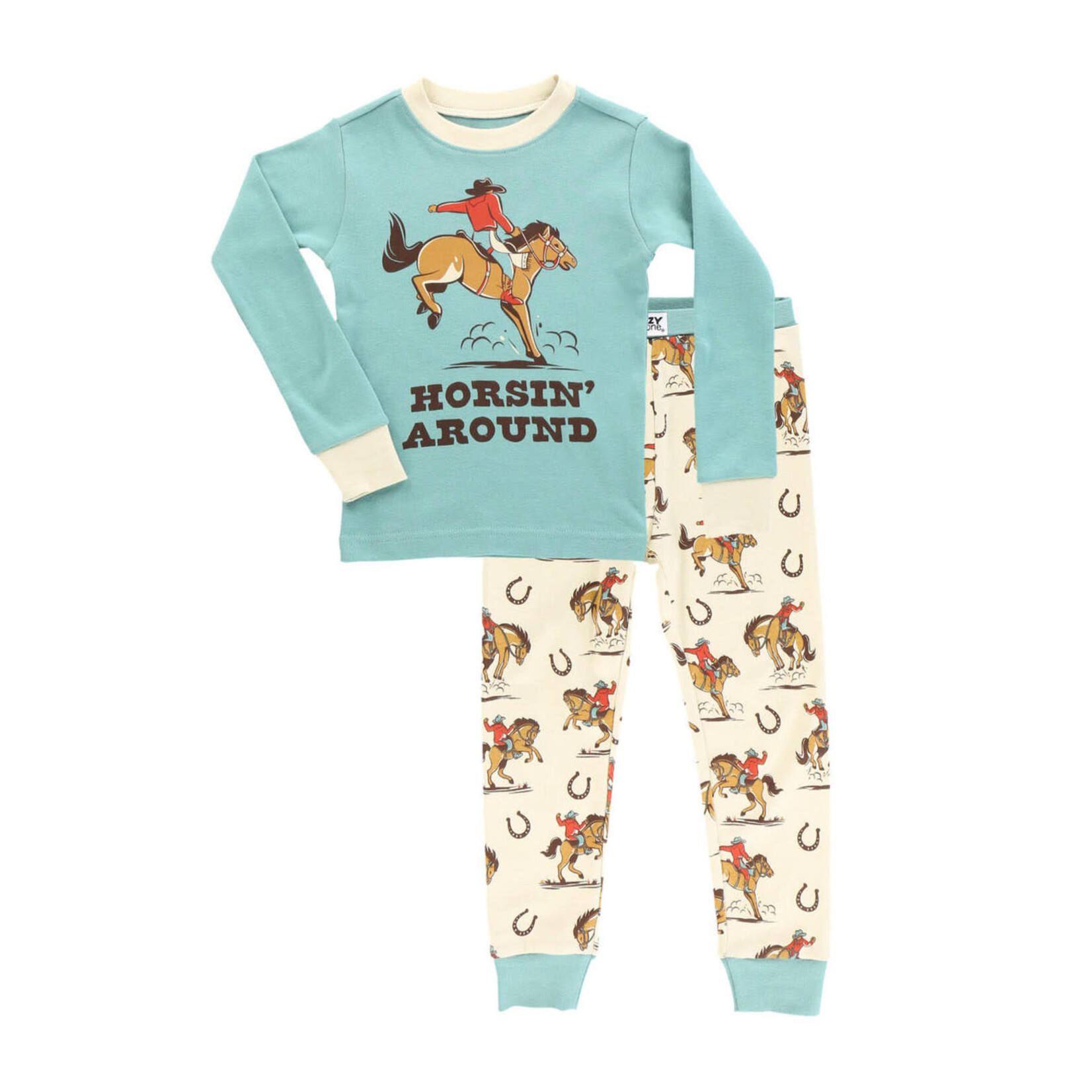 Lazy One Horsin' Around Kid's Long Sleeve PJ's