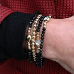 Rain Bracelet: BK Glass Bead Crys 4pc Set