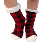 Lazy One Red Plaid Plush Sock