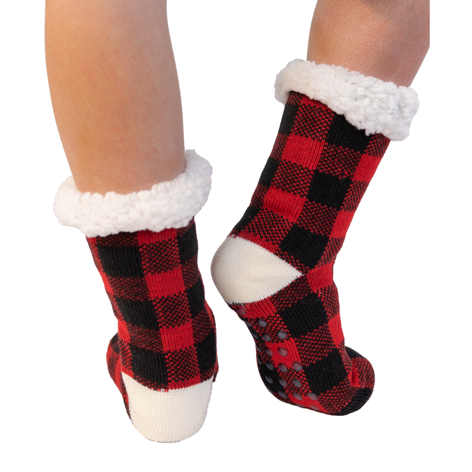 Lazy One Red Plaid Plush Sock