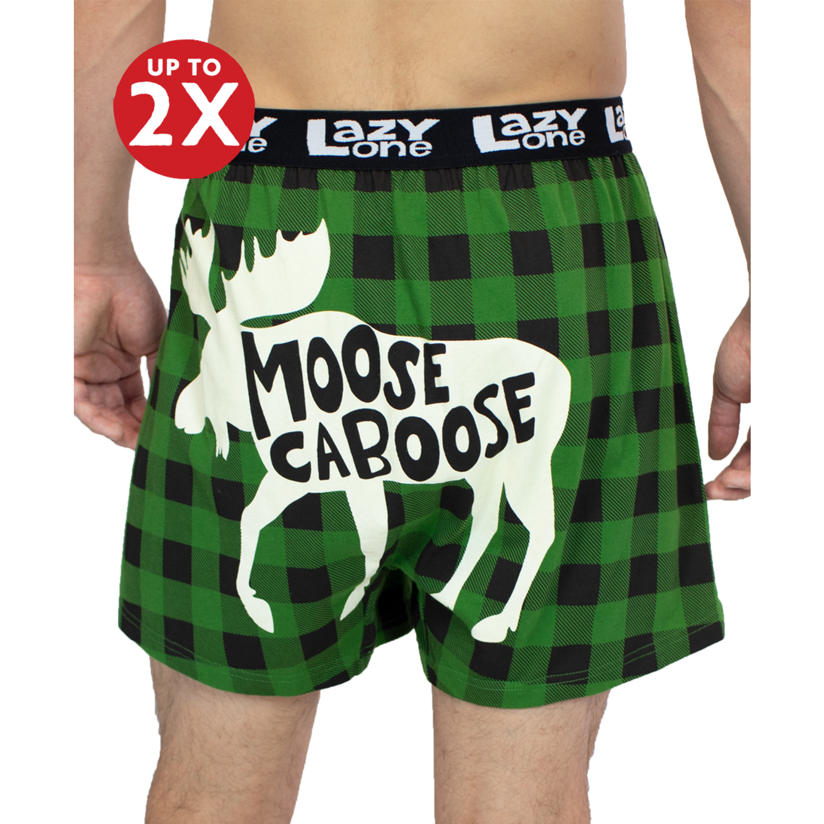 Lazy One Moose Caboose Plaid Men's Funny Boxer