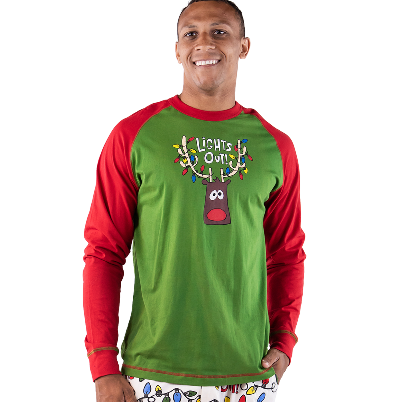 Lazy One Lights Out Men's Long Sleeve PJ Tee