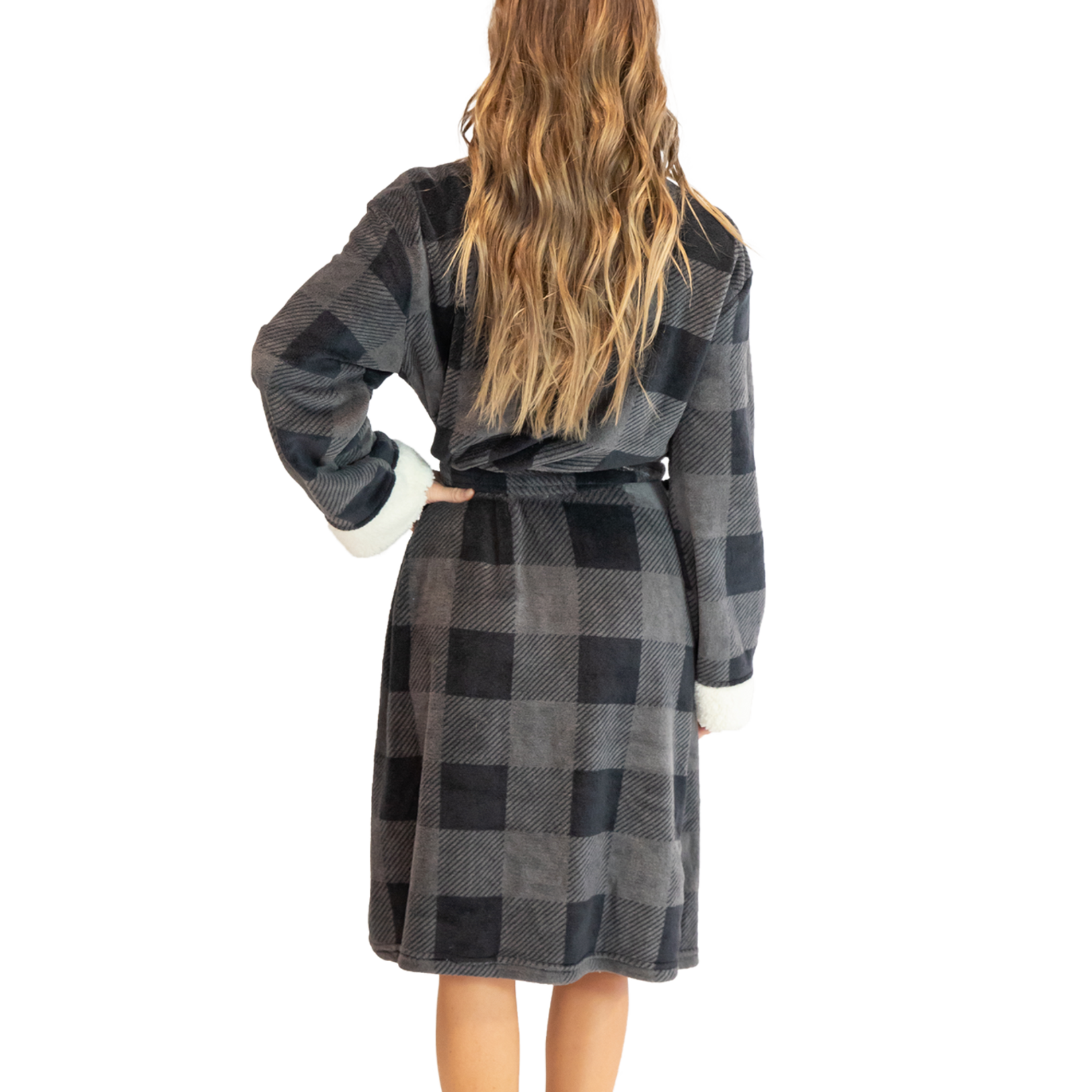 Lazy One Grey Plaid Women's Bathrobe