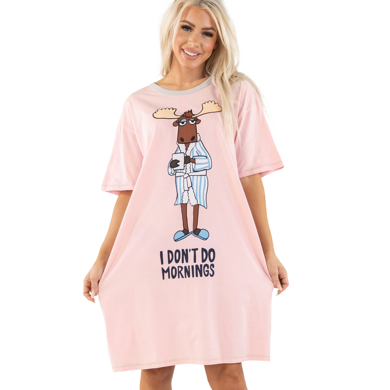 Lazy One I Don't Do Mornings Moose Nightshirt