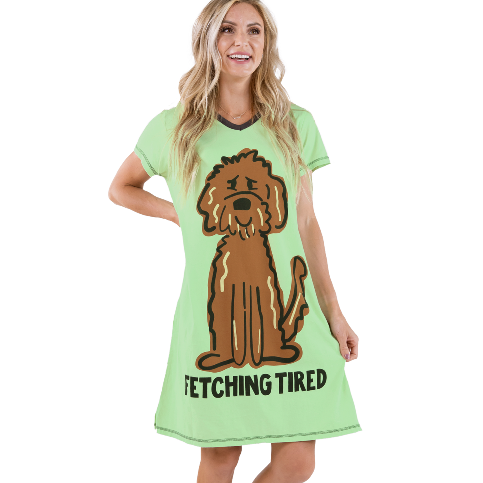 Lazy One (DNR) Fetching Tired Women's Dog V-Neck Nightshirt