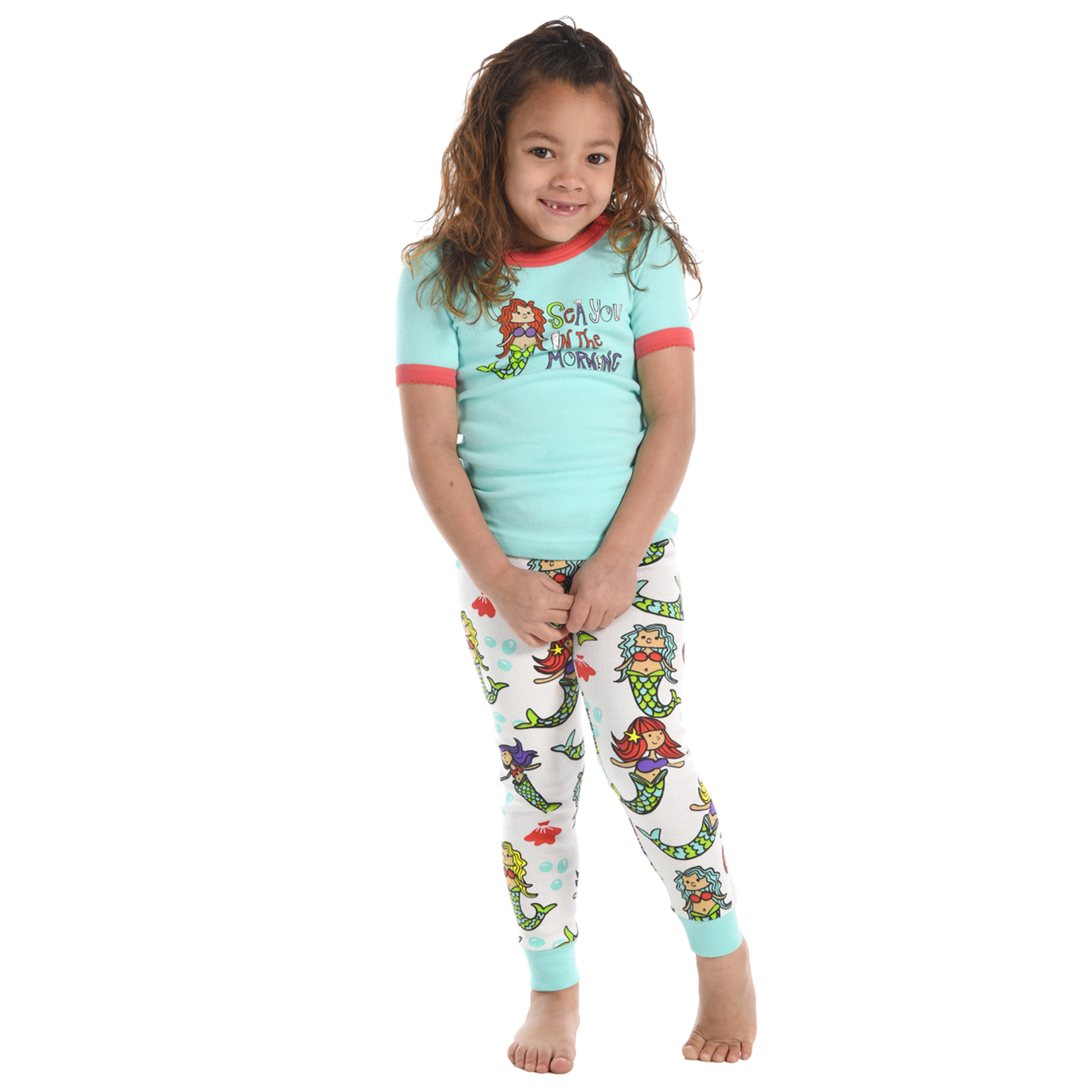 Lazy One (DNR) Sea You in the Morning Kid's Short Sleeve Mermaid PJ's