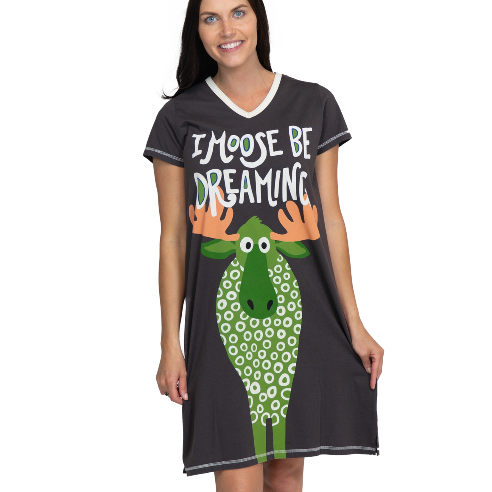 Lazy One (DNR) I Moose Be Dreaming Women's V-Neck Nightshirt