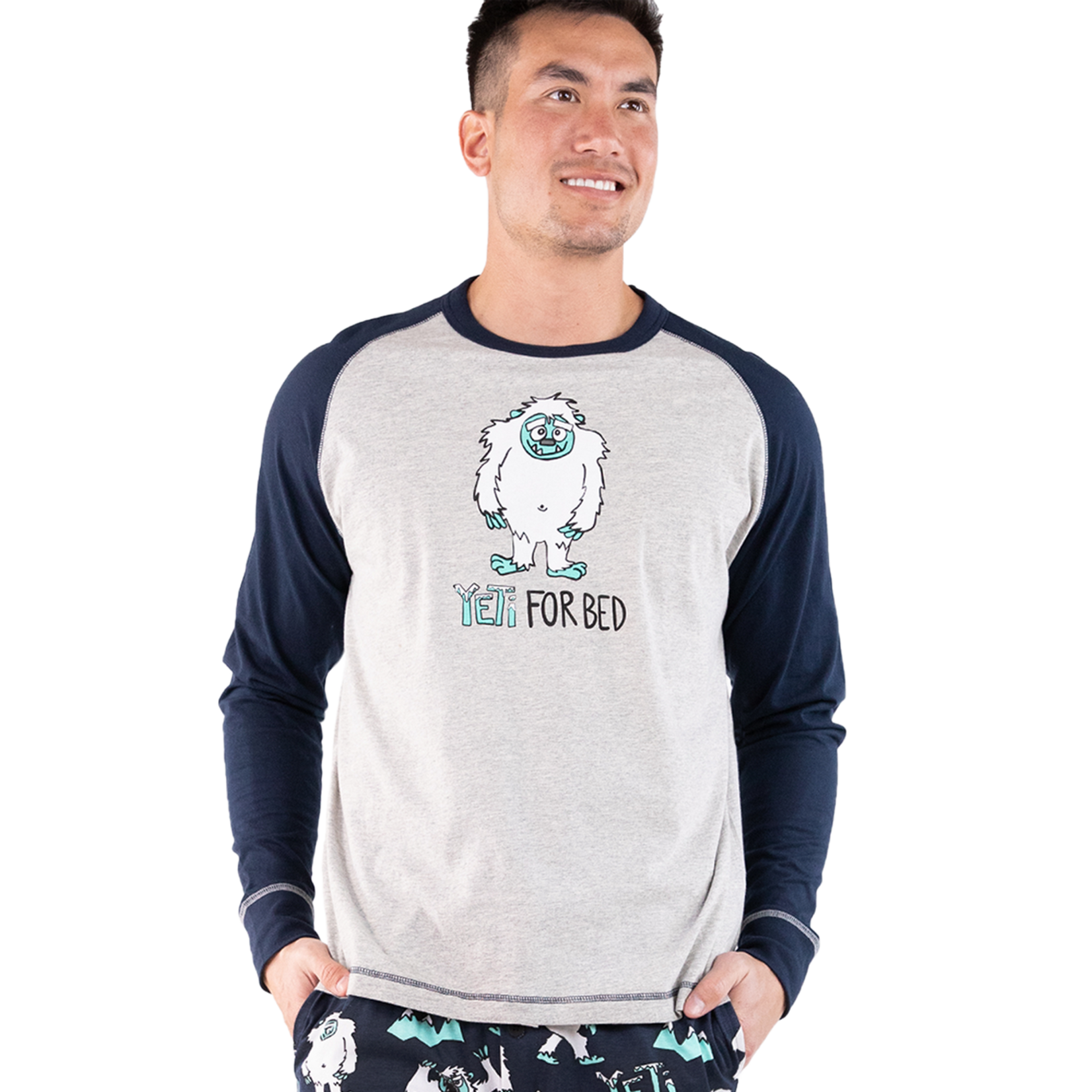 Lazy One (DNR) Yeti For Bed Men's Long Sleeve PJ Tee