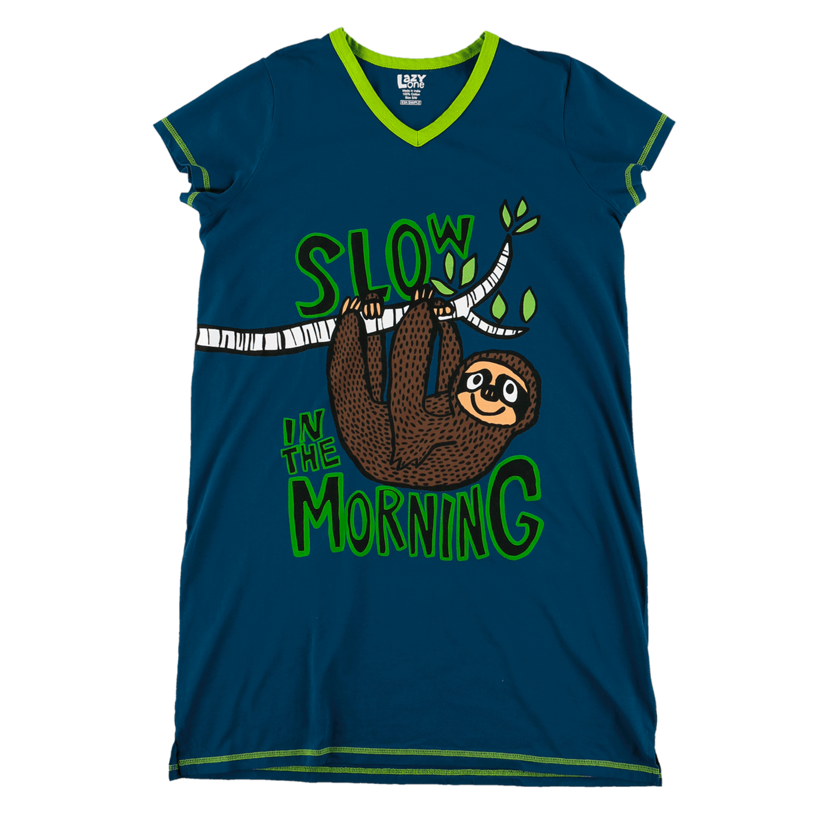 Lazy One Slow Morning Sloth Women's V-neck Nightshirt