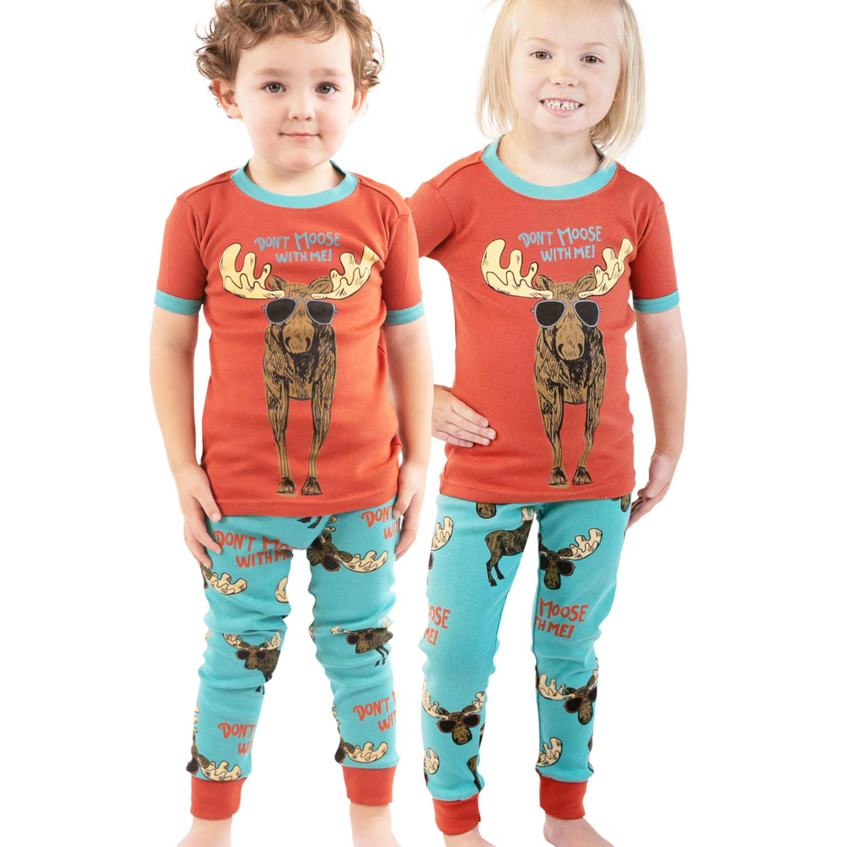 Lazy One Don't Moose With Me Orange Kid's Short Sleeve PJ's