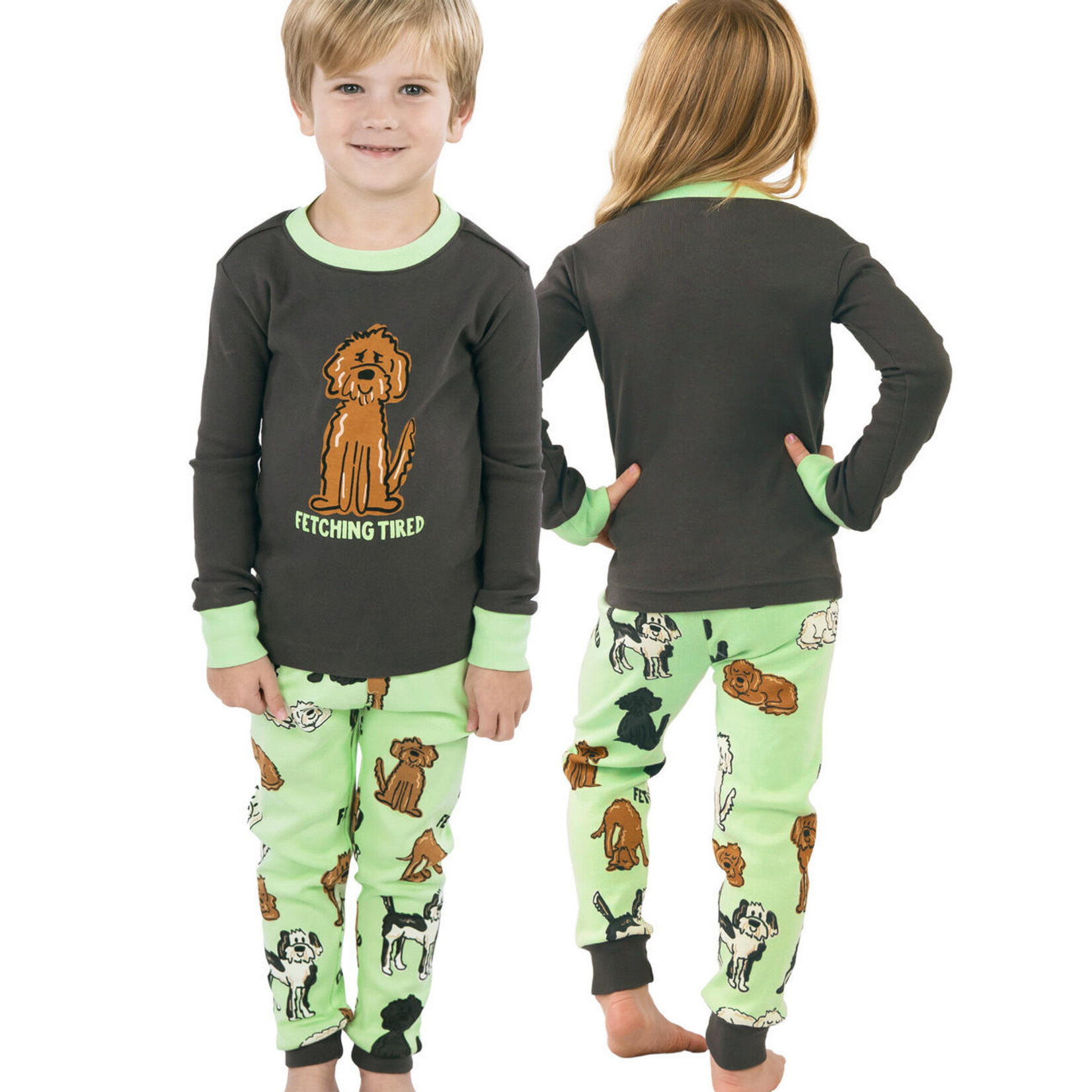 Lazy One Fetching Tired Kid's Long Sleeve PJ's