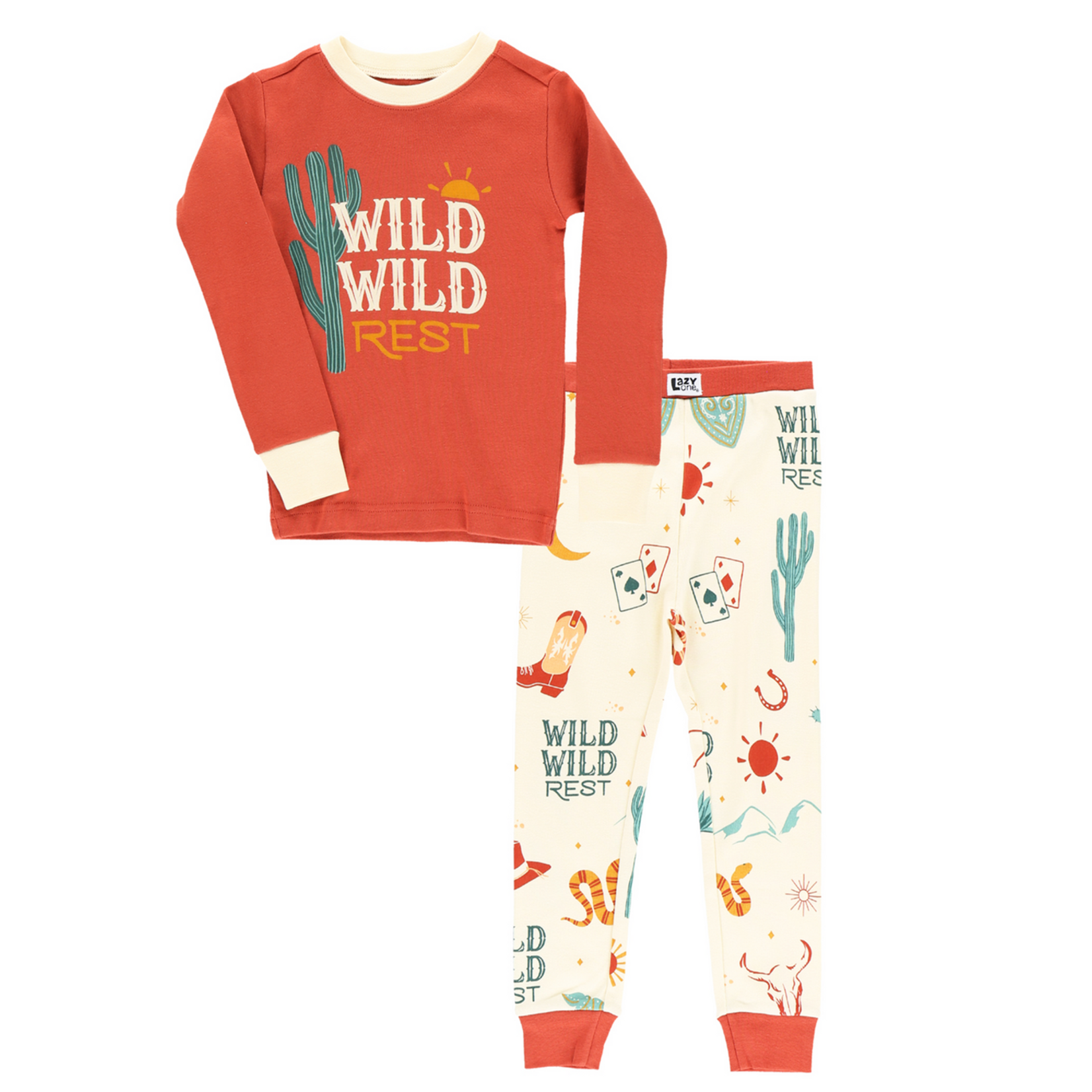 Lazy One Wild Wild Rest Orange Kid's Long Sleeve PJ's