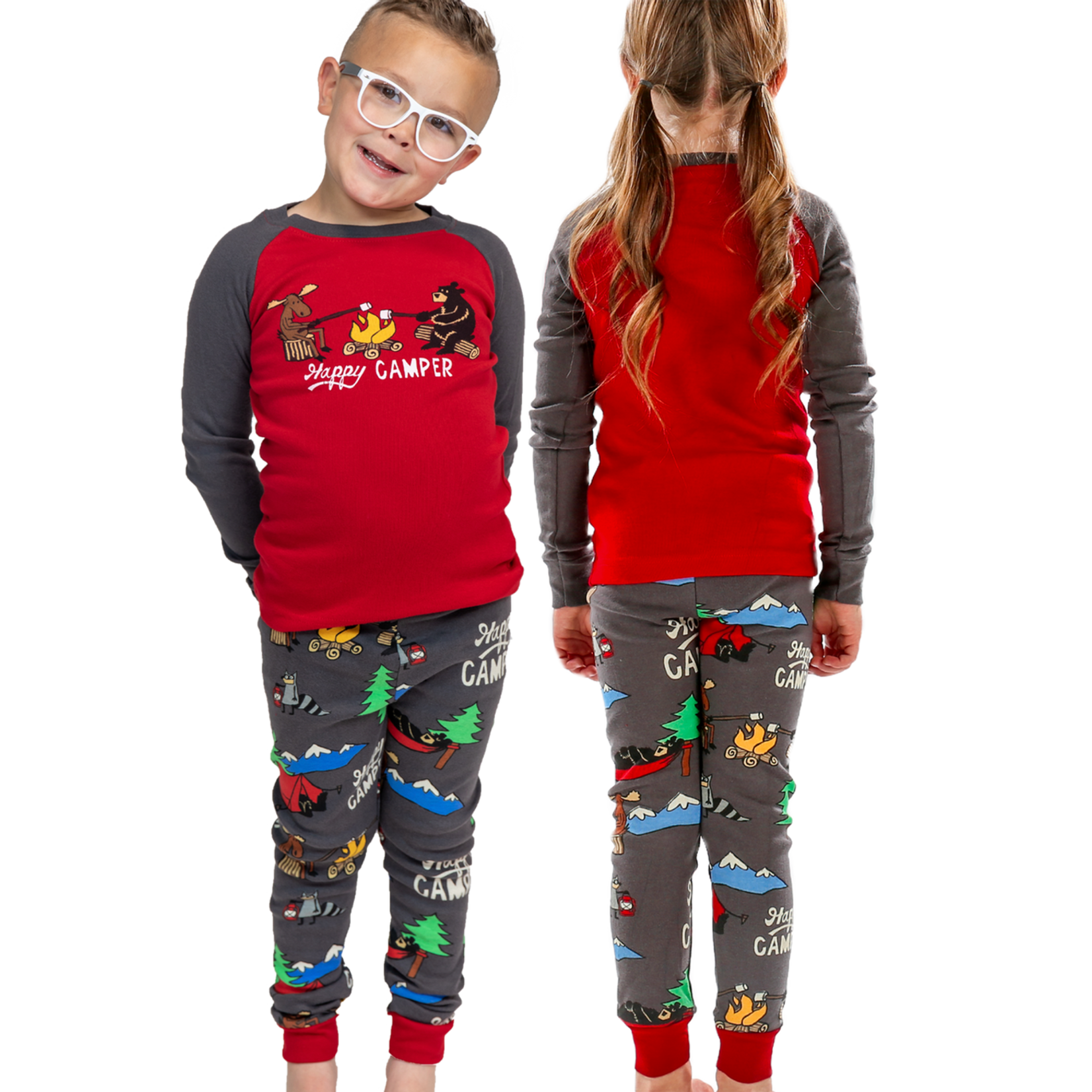 Lazy One (DNR) Happy Camper Kid's Long Sleeve PJ's