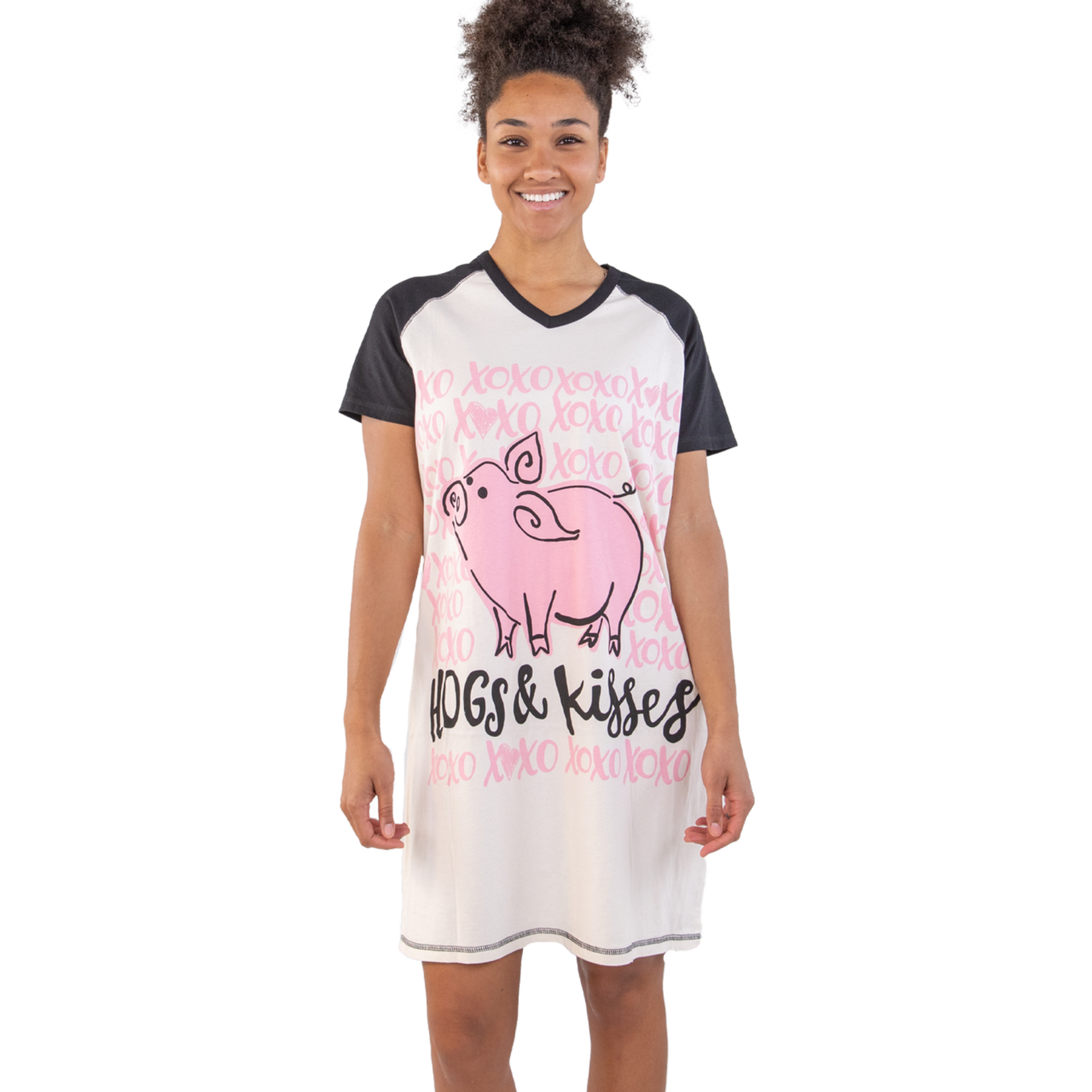 Lazy One Hogs & Kisses Women's V-Neck Nightshirt