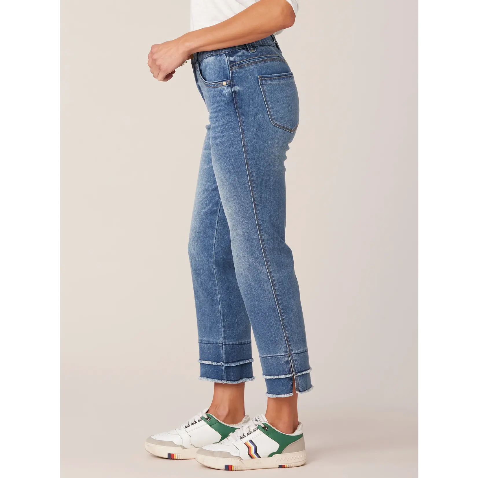 Democracy "Ab"solution Mid-Rise Double Layer Fray Hem Kick Flare Jeans