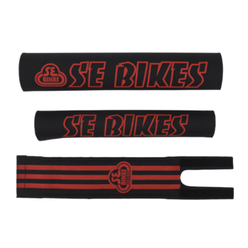 SE Racing SE Racing 3 Piece "Tetoron" BMX Bicycle Padset - RED ON BLACK