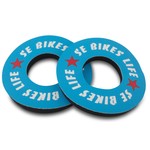 SE Racing SE Racing "BIKE LIFE" old school BMX bicycle foam grip donuts WHITE & RED on BLUE