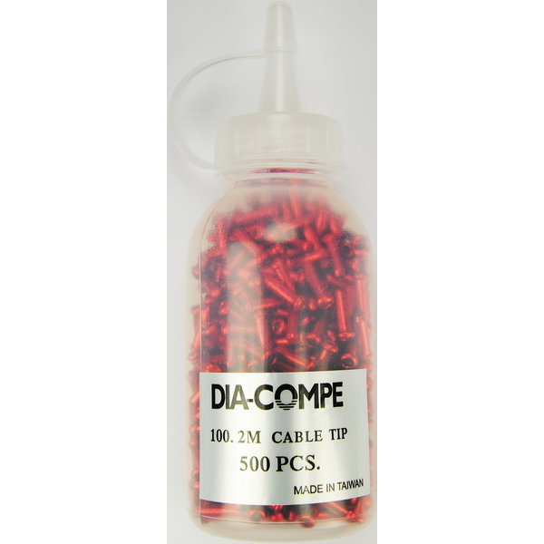 Dia-Compe Dia-Compe brake cable end crimps tips - RED - BOTTLE OF 500