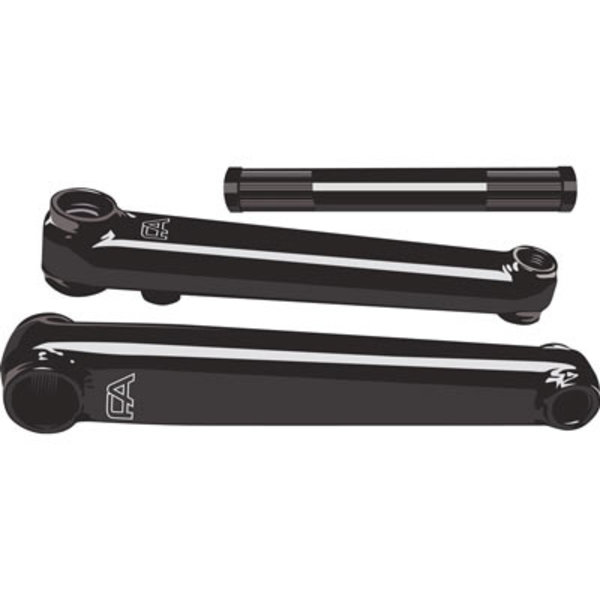 Free Agent 48 spline chromoly BMX bicycle crank set (arms, 19mm spindle,  bolts) - 175mm - BLACK