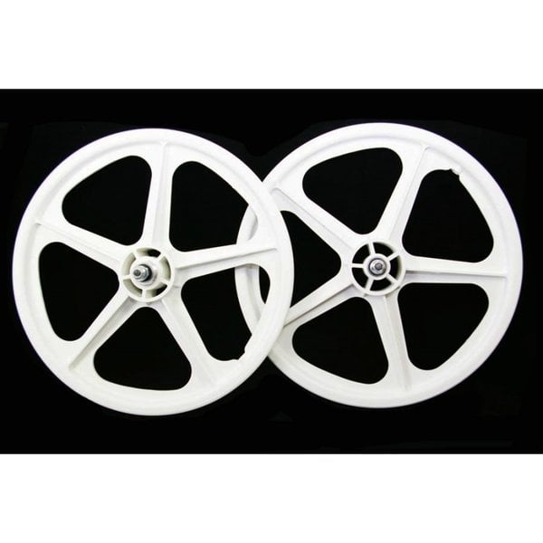 Skyway Skyway Tuff 20" freewheel retro old school BMX bicycle 5 spoke mag wheels wheelset - WHITE