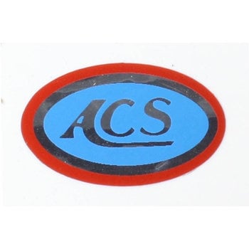 ACS ACS hub / seat clamp oval decal - BABY BLUE / RED (EACH) 1 3/16" x 11/16"