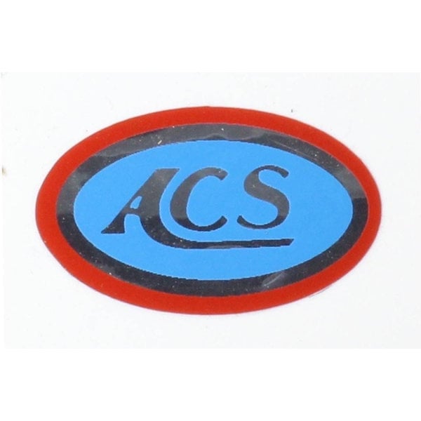 ACS ACS hub / seat clamp oval decal - BABY BLUE / RED (EACH) 1 3/16" x 11/16"