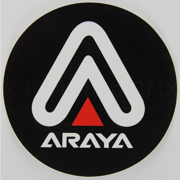 Araya Rims Japan circle sticker decal (3" round) - WHITE BLACK