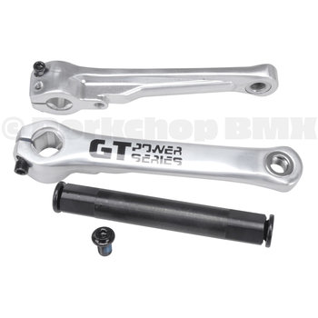 GT ***BLEMISH***GT Power Series 175mm aluminum alloy 22mm spindle BMX bicycle crank set (arms, spindle, bolts) - SILVER***BLEMISH***