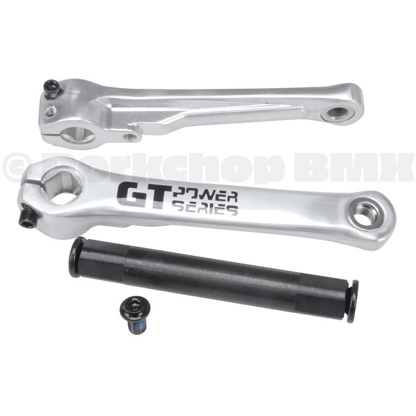 GT ***BLEMISH***GT Power Series 175mm aluminum alloy 22mm spindle BMX bicycle crank set (arms, spindle, bolts) - SILVER***BLEMISH***