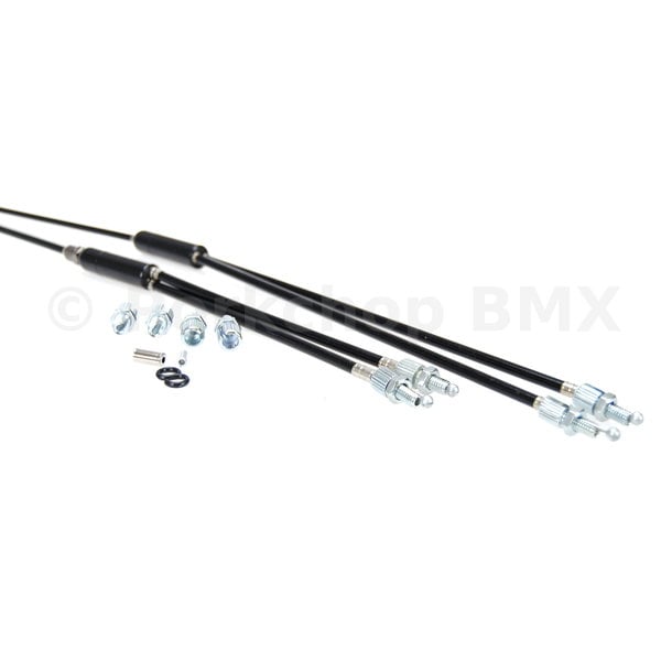 Porkchop BMX ***BLEMISH*** Upper & Lower gyro cables for old school BMX - BLACK ***BLEMISH***