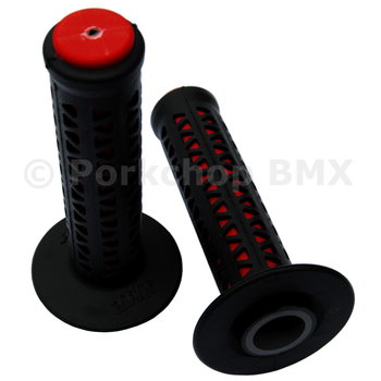 A'ME ***BLEMISH*** AME old school BMX Unitron bicycle grips - BLACK over RED ***BLEMISH***